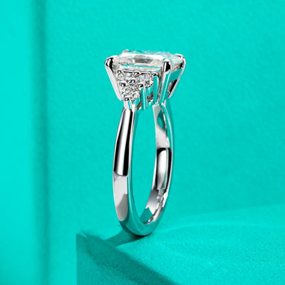 3ct Radiant Cut D Color Moissanite Engagement Ring 18K Gold Plated Luxurious Wedding Ring Women Jewelry Wholesale