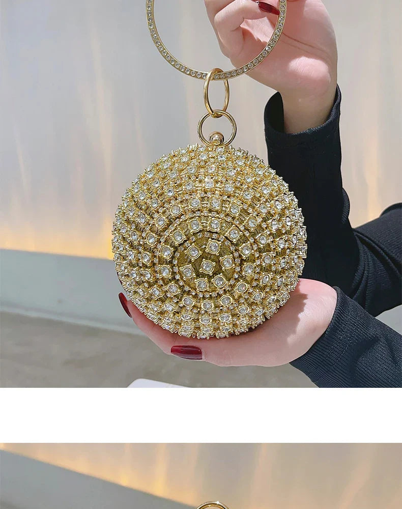 Round Pearl Clutch Purse Handbag Luxury Elegant Evening Bag Ring Handle For Women Bride Bridesmaid Wedding Party Handbag Purses