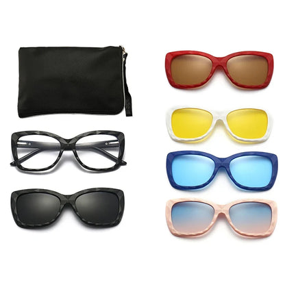 Cycling Polarized Sunglasses 6 In 1 Sets TR90 Anti-Glare Men Magnet Sunshade High Quality Colorful Clip On Sun Glasses UV400