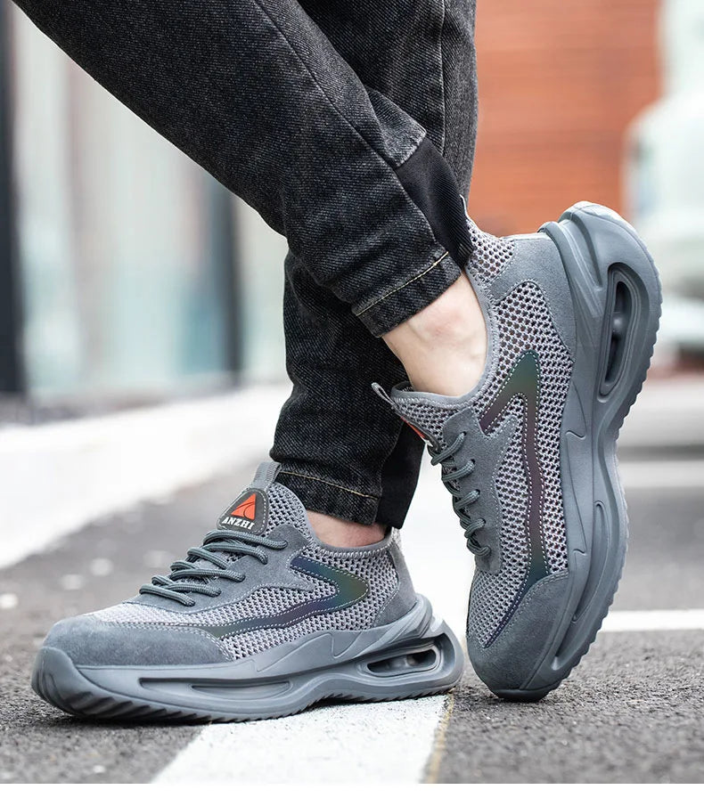 summer breathable work shoes with iron toe anti puncture security shoes work sneakers for men anti-slip Lightweight safety shoes