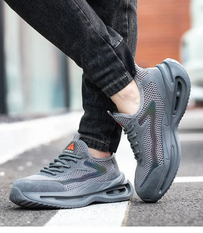 summer breathable work shoes with iron toe anti puncture security shoes work sneakers for men anti-slip Lightweight safety shoes