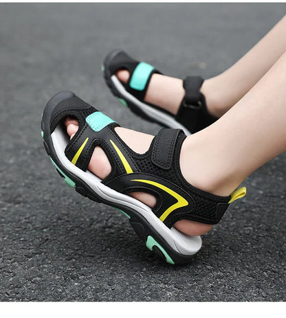 Summer Beach Water Children Sandals Fashion Shoes Outdoor Non-slip Soft Bottom Shading Leather Boys Comfortable Walking Sandials