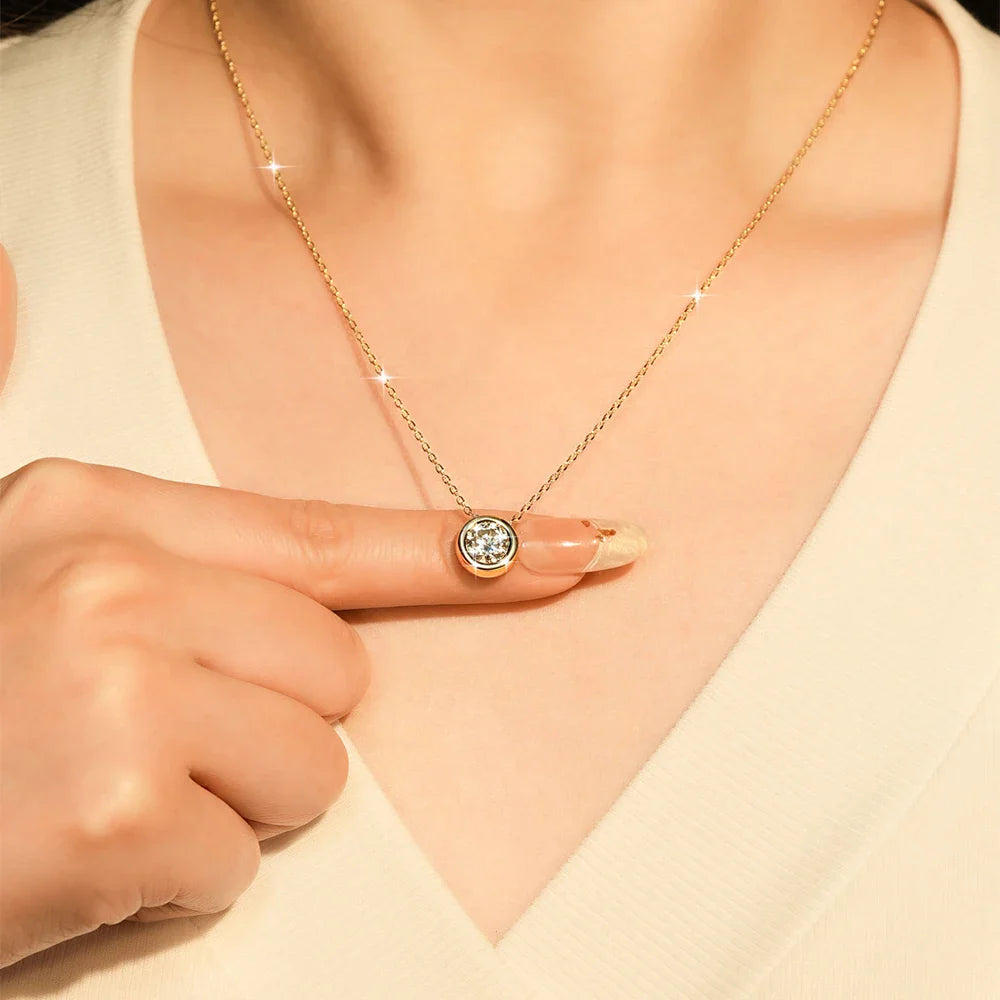 Certified 4mm-7.5mm Bubble Moissanite Necklace Sparkling Solitaire Lab Diamond Pendant Necklaces for Women Jewelry