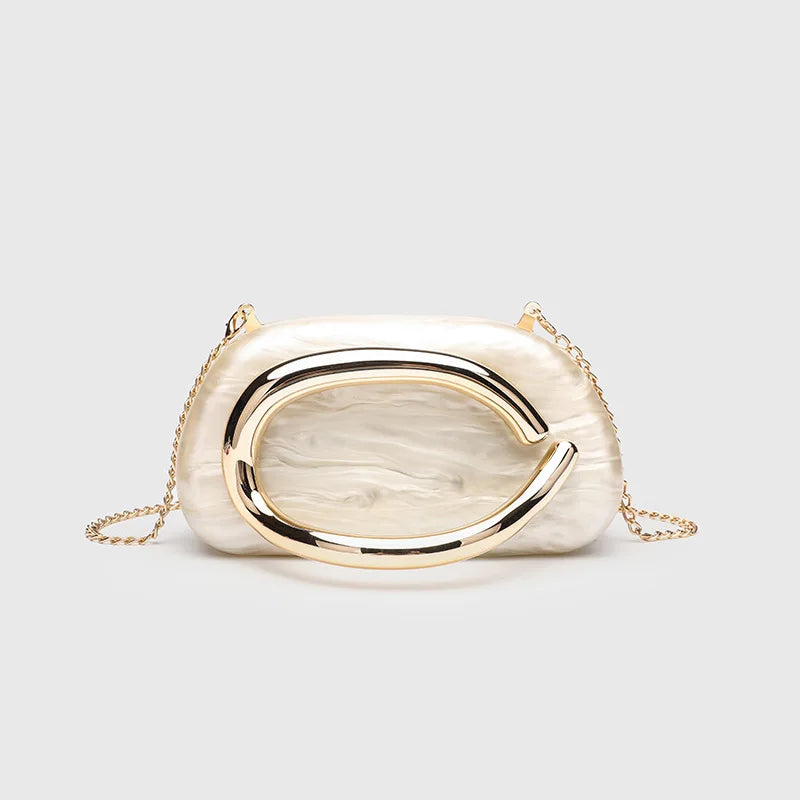 Classic round Box Handheld Dinner Bag Miniature Retro Metal Handle Chain Shoulder Strap Crossbody Bag Street Trend Hard PU Bag