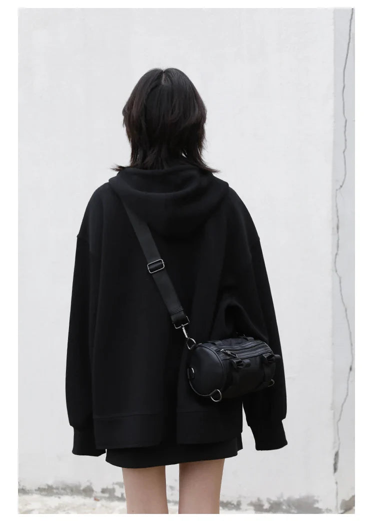 Women Sweatshirts Hoodies Solid Loose Casual Hooded Female Tops Lady Coat Medium Length Overcoat Spring Autumn 2025