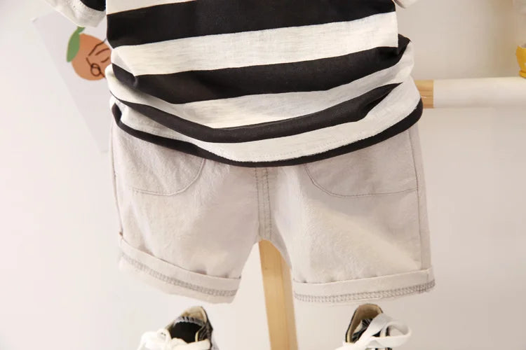 New Summer Baby Boys Clothes Suit Children Girls Cotton Striped T-Shirt Shorts 2Pcs/Sets Toddler Casual Clothing Kids Tracksuits
