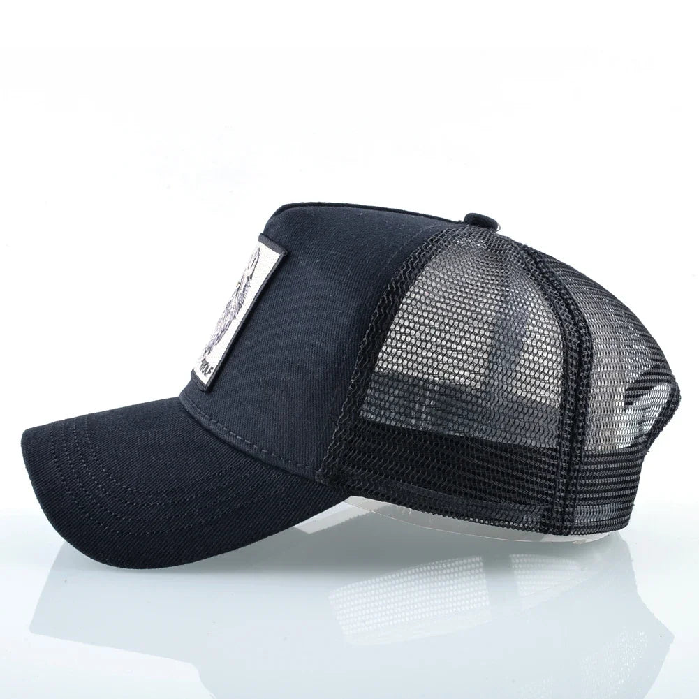 Fashion Baseball Cap With Embroidery Wolf Patch Snapback Hip Hop Trucker Caps Men Women Outdoor Breathable Visor Hat