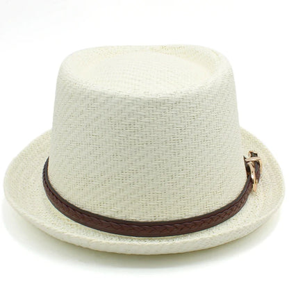Men Women Straw Pork Pie Hats Summer Sunhat Boater Caps Sailor Sombrero Beach Fedora Trilby Outdoor Travel US Size 7 1/4 UK L