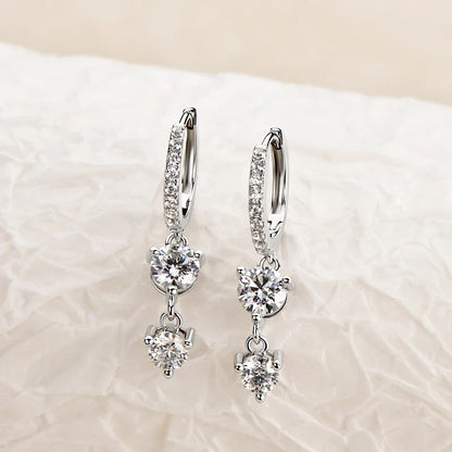 New In 100% Real 0.8 Carat Moissanite Diamond Drop Earrings Women’s S925 Silver Tassel Earring Plated PT950 Fine Jewelry
