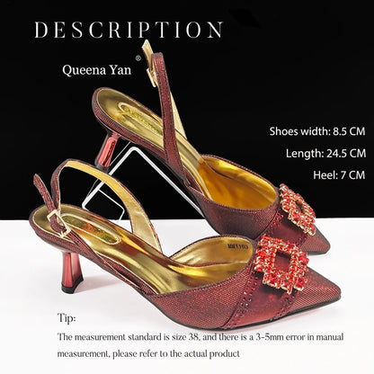 Italian Design Fashion Evening Shoes with Pointed Toe And Matching Clutch Bag Elegant Women's Footwear for Special Occasions