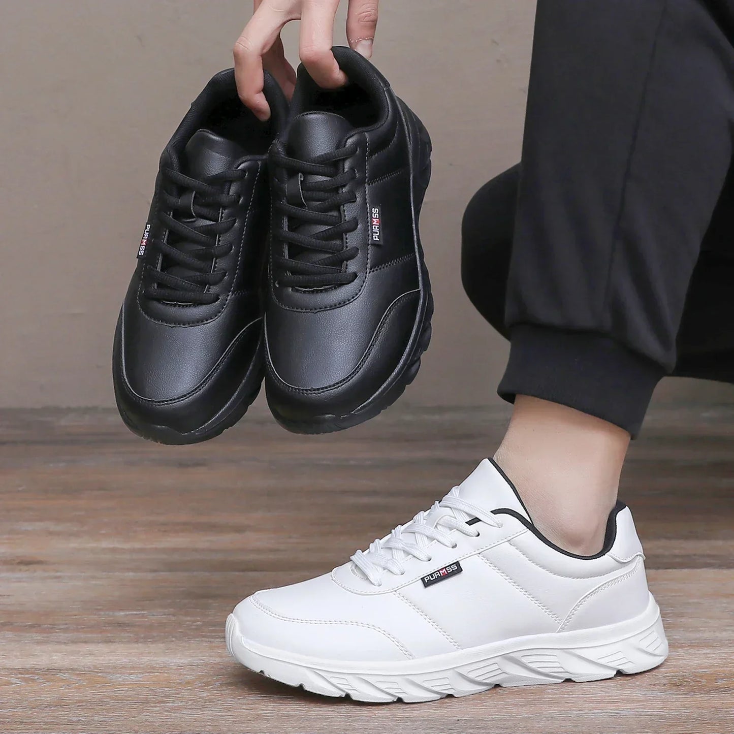 2025 Men Shoes Spring Autumn Waterproof Walking Sneakers Leisure Male Leather Sports Shoes Non-Slip Footwear