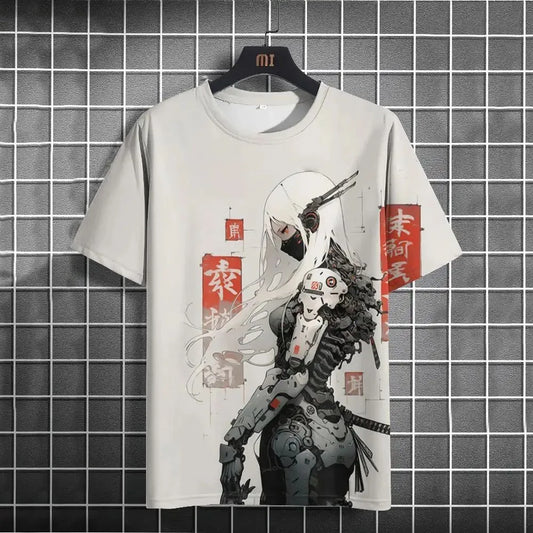 New 2025 Men's Fashion Anime Character Printed Round Neck Quick Drying Top Street Trendy Breathable T-shirt