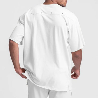 Men's Gym Splicing Quick Dry T-Shirt Breathability Patchwork Short Sleeve Sport T Shirt Fitness Shirt Trainer Sportswear