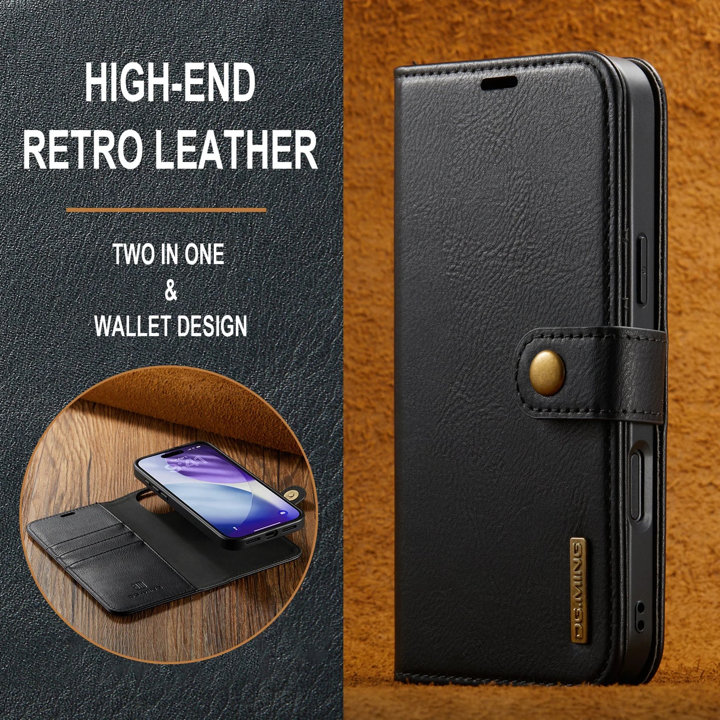 Luxury 2 in 1 Detachable Leather Case for iPhone 17 Pro Max 17 Pro 17 Air 17 Shockproof Book Bolio Magnetic Flip Cover