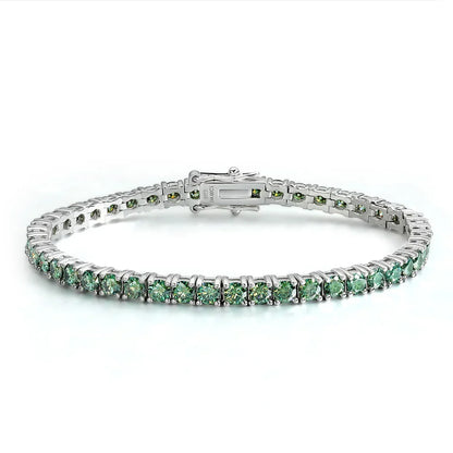 3/4mm GRA Certified Full Green Moissanite Tennis Bracelet for Women 18K Plated Lab Diamond 925 Silver Bracelet Men