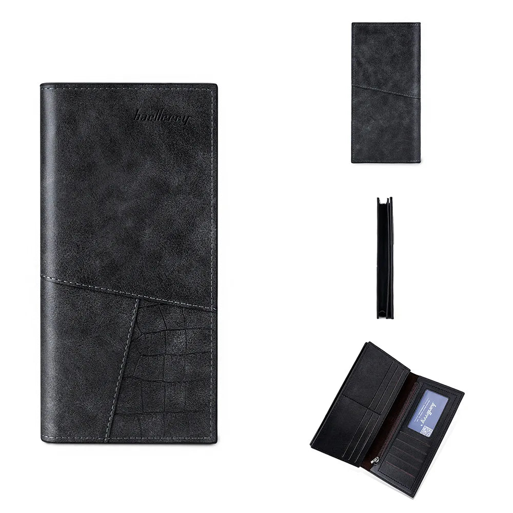 Men's Long Wallet Multi-card Slot Card Money Holder Wallet Zipper Multi Functional PU Leather Coin Purse for Man