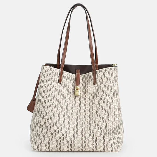 Women's Large Capacity Commuter Essential Shoulder Bag Multi functional Design Printed with Brand Pattern 2026 New Bucket Bag