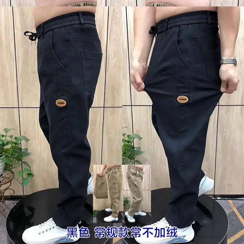 Autumn Pants Men's Jeans Men's Trousers Loose Versatile Autumn Winter High-waist Middle-aged Stretch Harem Pants