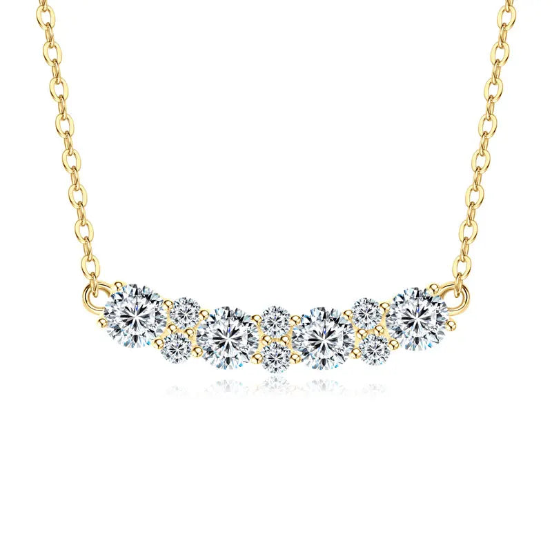 GRA Certified Full Moissanite Smile Pendant Necklace for Women 925 Sterling Silver Clavicle Chain Jewelry Gift Collares