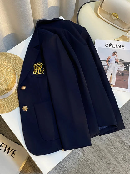 Spring 2026 New Sle Embroidered Women's Suit Jaet Commute Design High-End Feelings Korean Version Long Sve Casual Wear