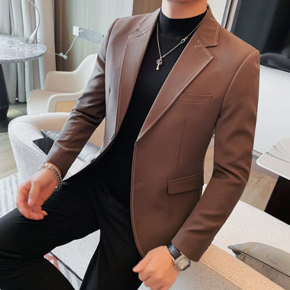 High Quality Line design Luxury Men's Suit Coats Fashion Business Casual Two Buttons Formal Social Wedding Party Suit Jacket