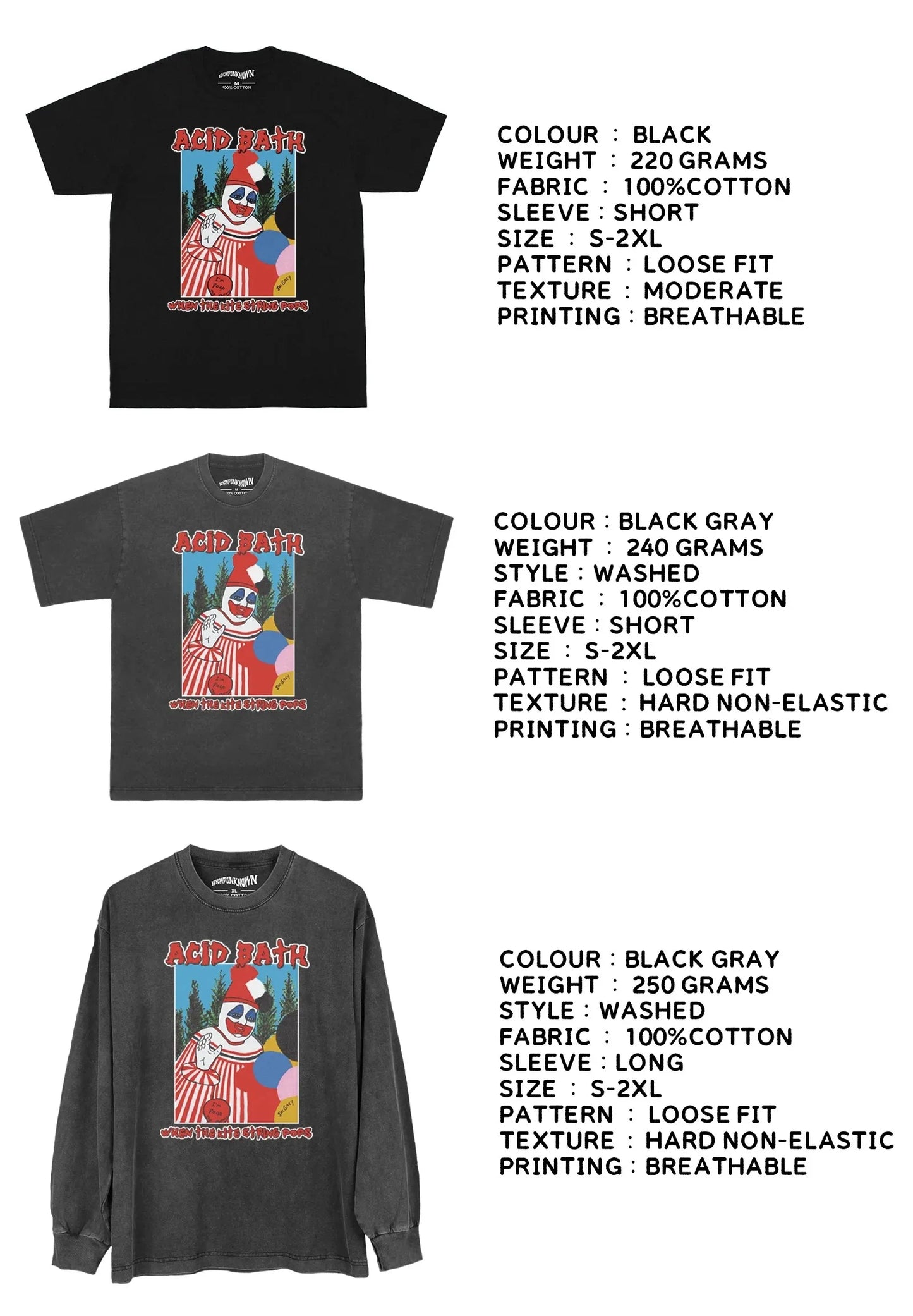 Acid Bath Graphic T Shirt When The Kite String Pops Sludge Heavy Metal Men‘s Short Long Sleeves Cotton Printed Tee Shirt