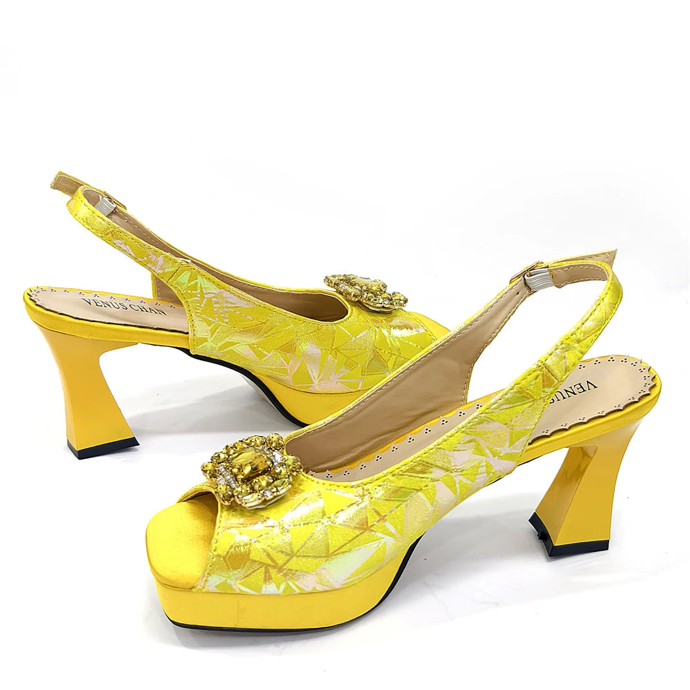 2025 Elegant Nigerian Style Women's Square Toe Open-Toe Heels & Matching Handbag Set - Stunning Blue for Weddings and Parties