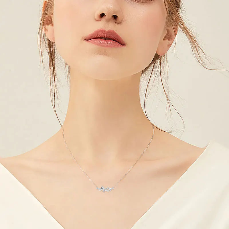 Moissanite Diamond Necklace Original 925 Sterling Silver Unique Cluster Pendant Necklaces For Women Delicate Jewellry Gift