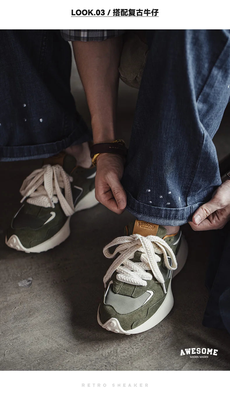 Men's Casual Sports Jogging Sneakers Versatile Comfortable Breathable Shoes Rubber Sole Color-Blocked Shoes for Spring