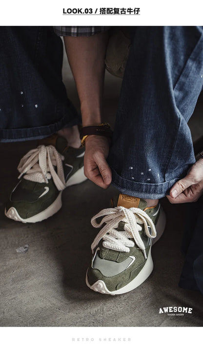 Men's Casual Sports Jogging Sneakers Versatile Comfortable Breathable Shoes Rubber Sole Color-Blocked Shoes for Spring