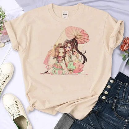 Mo Dao Zu Shi T-shirts Women Japanese Manga Summer Top Female Manga Clothing Personalized Loose Round Neck T Shirt Top