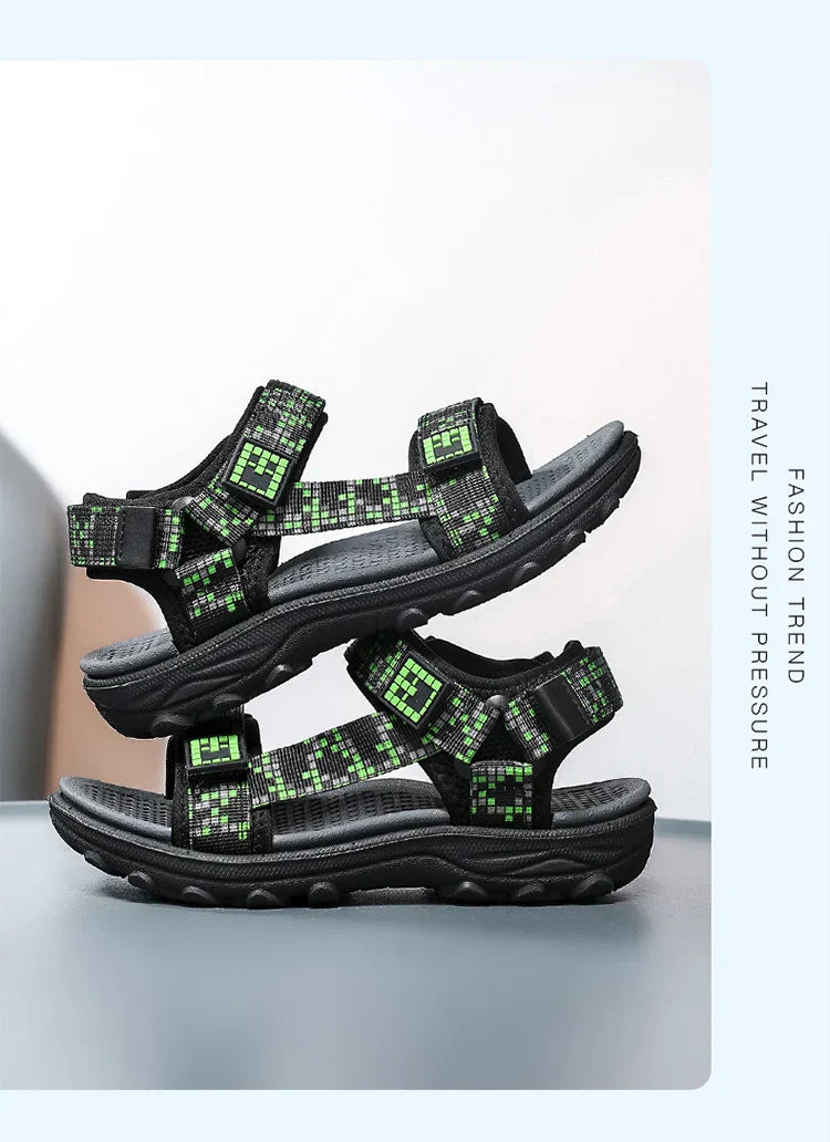 Children Casual Flat Sandals Boys Summer Beach Shoes Breathable Open Toe Non-Slip Kids Walking Footwear