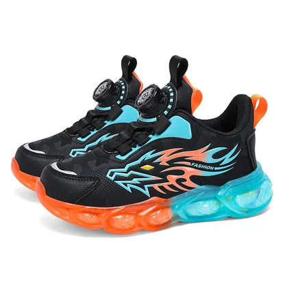 New Boys Sport Shoes Kids Anti-Skid Basketball Sneakers Lightweight Outdoor Running Shoes Children Training Swivel Buckle Design