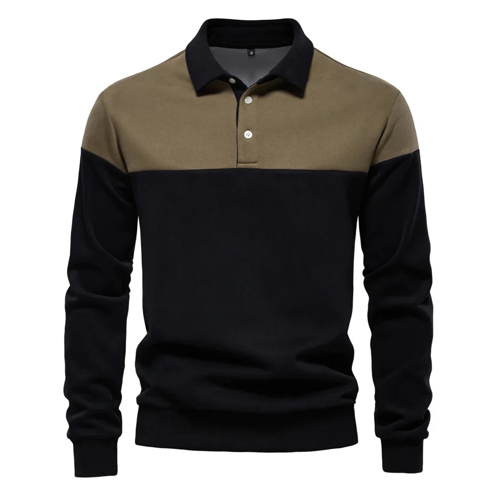 Men's Premium Cotton Sweatshirt Color Block Sweatshirt Long Sleeve Business Casual Social Sweatshirt