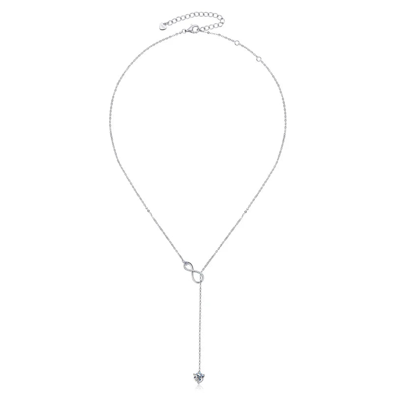 Round Moissanite Infinity Charm Pendant Necklace for Women S925 Sterling Silver Necklaces Chains Wedding Jewelry Gifts