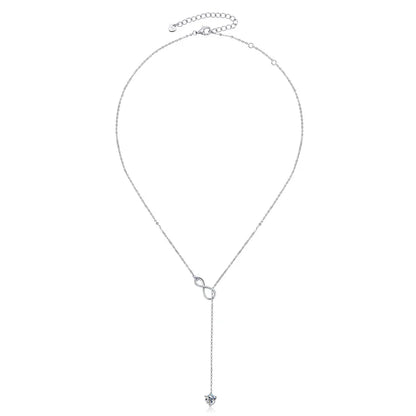 Round Moissanite Infinity Charm Pendant Necklace for Women S925 Sterling Silver Necklaces Chains Wedding Jewelry Gifts