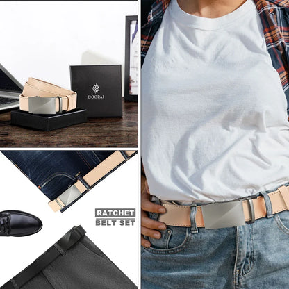 Brand Leather Belts for Men 115cm-135cm Automatic Belt with Ratchet Strap Top Quality Belts Luxury Belts for Men