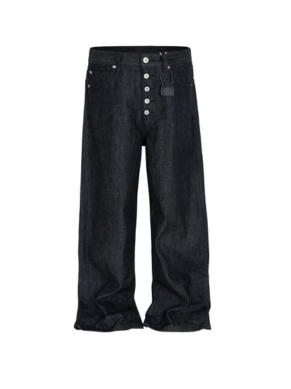 High Street Cleanfit Drak Blue Jeans for Men and Women Straight Vintage Casual Denim Trousers ZJ089