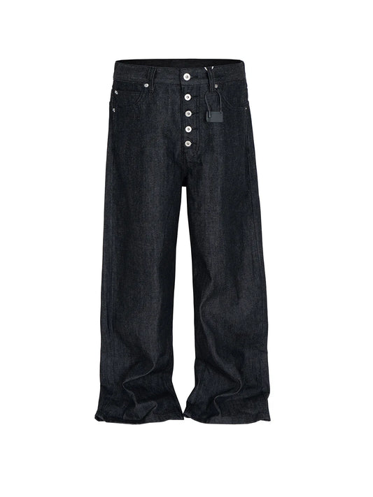 High Street Cleanfit Drak Blue Jeans for Men and Women Straight Vintage Casual Denim Trousers ZJ089