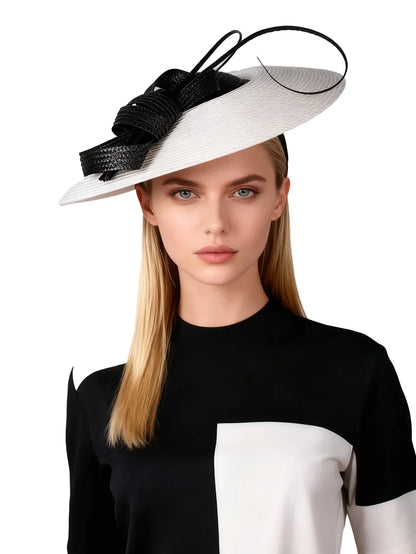 Fascinators Black White Weddings Pillbox Hat For Women Church Hat Sraw Fedora Black Wide Ladies Dress Kentucky Derby Hats