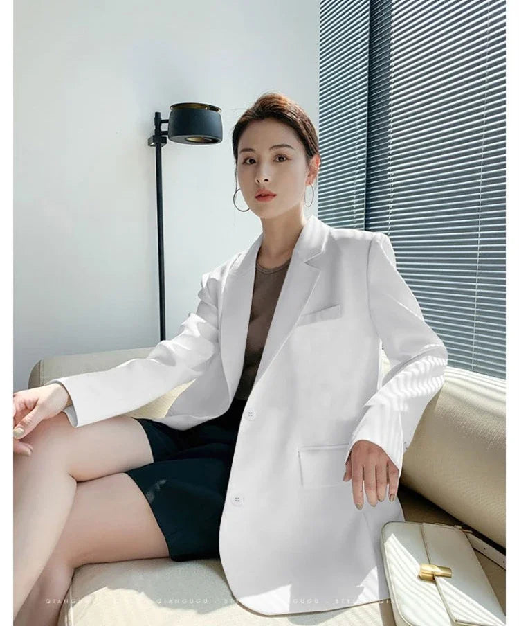 White Suit Jacket Female  2026 New Korean Version Loose Online Celebrity Casual Professional Fashion Small Suit Jacket