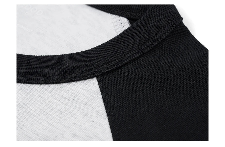 2026 Spring New 240g/sm Sorona Fabric Long Raglan Sleeve T-shirts Men Contrast Colors Tops