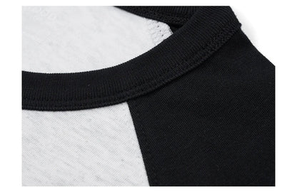 2026 Spring New 240g/sm Sorona Fabric Long Raglan Sleeve T-shirts Men Contrast Colors Tops