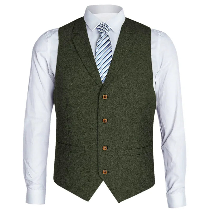 Men Vest Black Herringbone Single Button With Lapel Waistcoat For Birthday Wedding Business Banquet Work Men Suit Vest