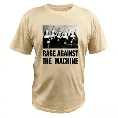 Men T Shirt Rage Against The Machine Nuns with Guns Rap-Metal Band TShirts Breathable Fitness Crew Neck Tops Ropa Hombre