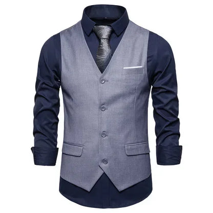 Blue Suit Vest, Men's Business Sleeveless Vests Jacket, Asian size S-6XL, Wedding Party Waistcoat, Red Purple Black Gray