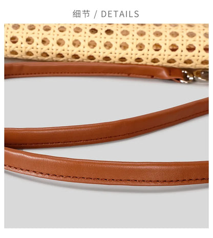 Fashion Imation Rattan Hollow Clutch Bag for Women Woven Shoulder Crossbody Bags Casual Summer Beach Bag 2025