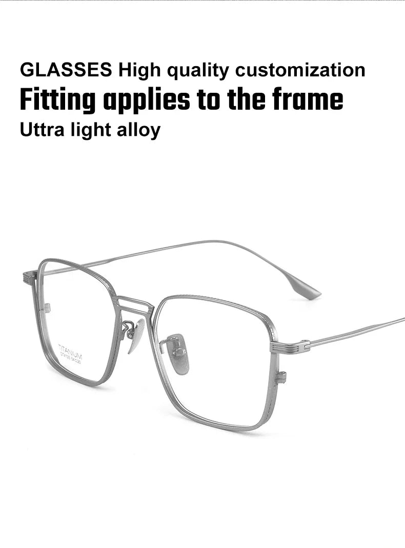Ultralight Pure Titanium Frames Business Retro Square Men's Reading Glasses Anti-blue Light Customized Myopia DTX125
