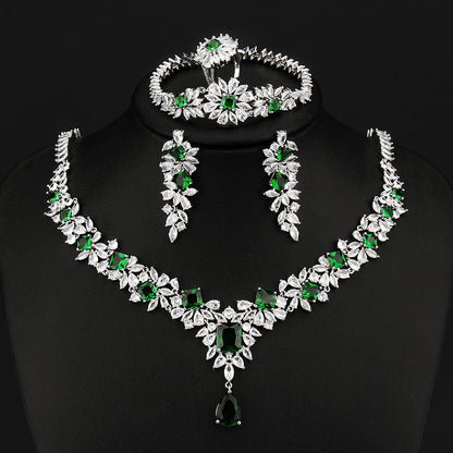 Noble Vivid Flower Appearance Design Necklace And Earring Fine Decoration Wedding Party Charming Jewelry Set