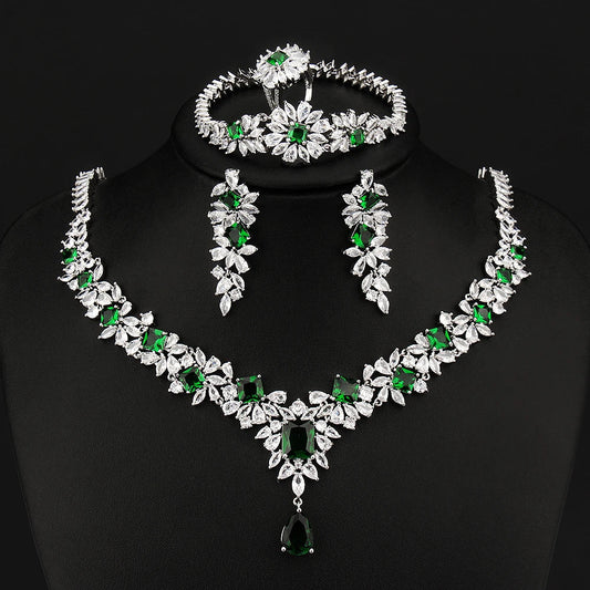 Noble Vivid Flower Appearance Design Necklace And Earring Fine Decoration Wedding Party Charming Jewelry Set